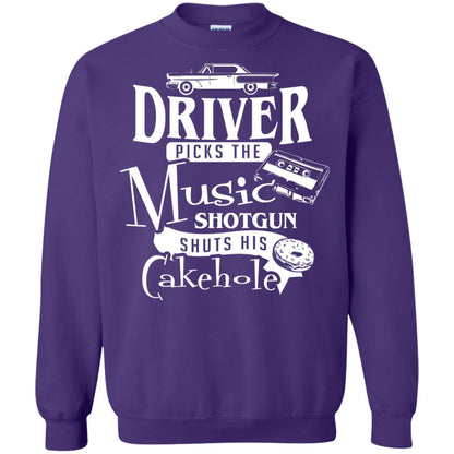 Driver Picks The Music Shotgun Shuts His Cakehole T-shirt Purple