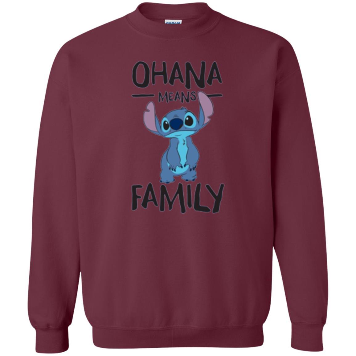 Disney Stitch T-shirt Ohana Means Family Maroon