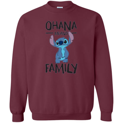Disney Stitch T-shirt Ohana Means Family Maroon