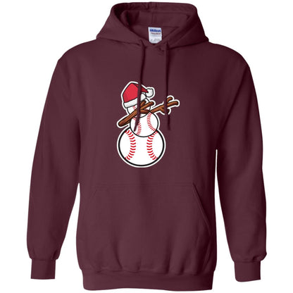 Christmas T-shirt Dabbing Snowman Baseball Maroon