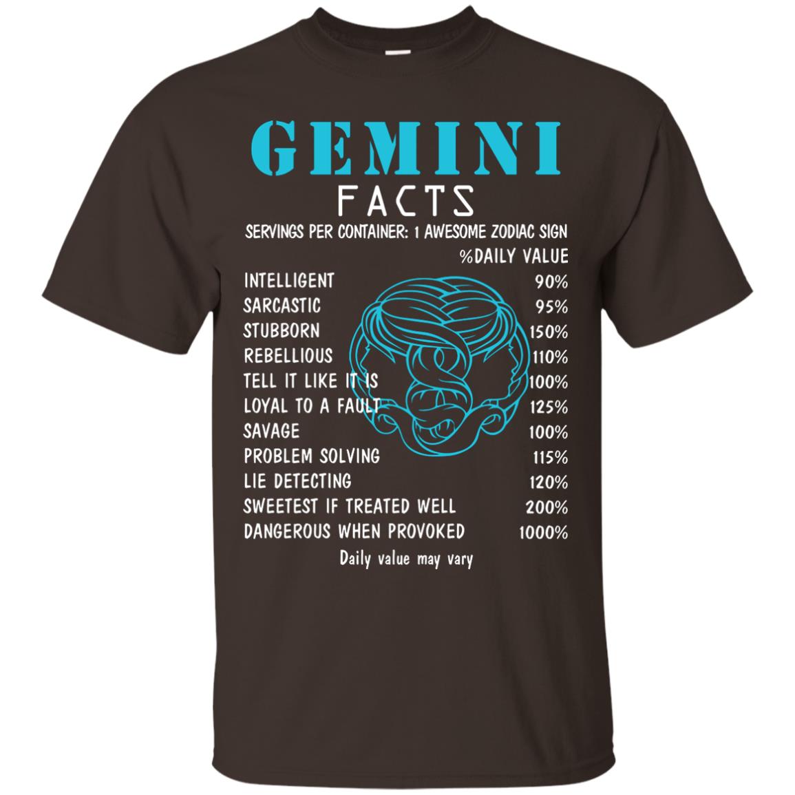 Gemini Facts 1 Awesome Zodiac Sign Gift Shirt For Gemini Horoscope Dark Chocolate
