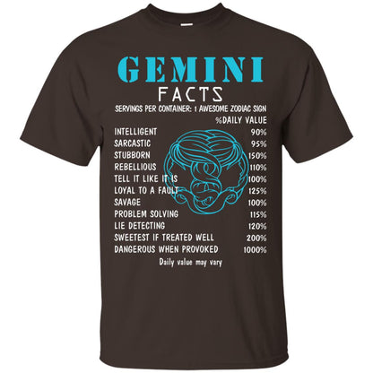 Gemini Facts 1 Awesome Zodiac Sign Gift Shirt For Gemini Horoscope Dark Chocolate