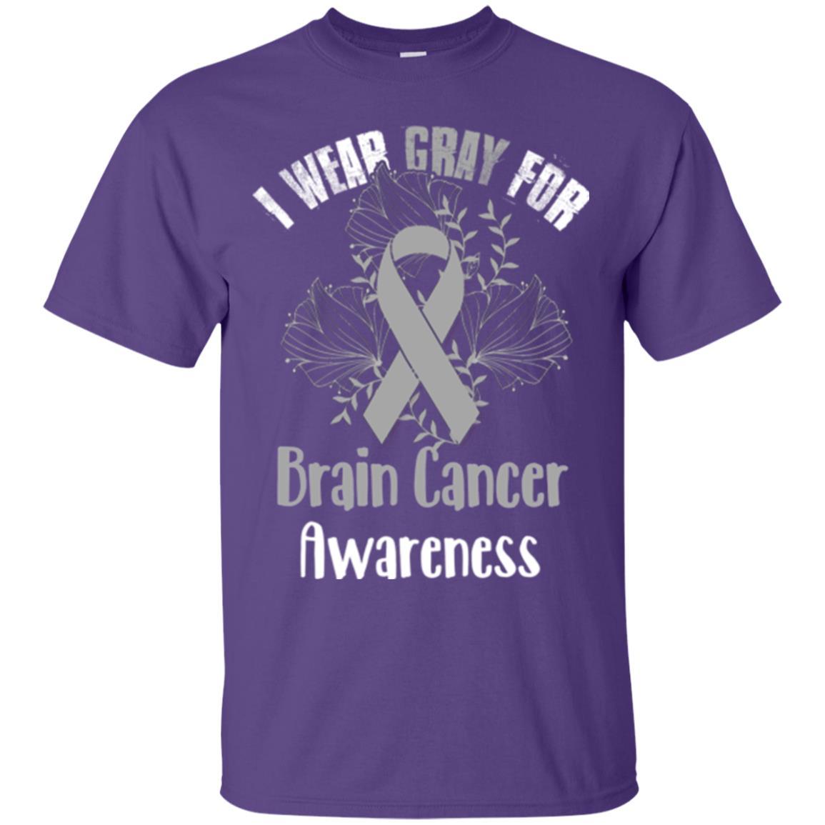 I Wear Gray For Brain Cancer Awareness T-shirt Purple