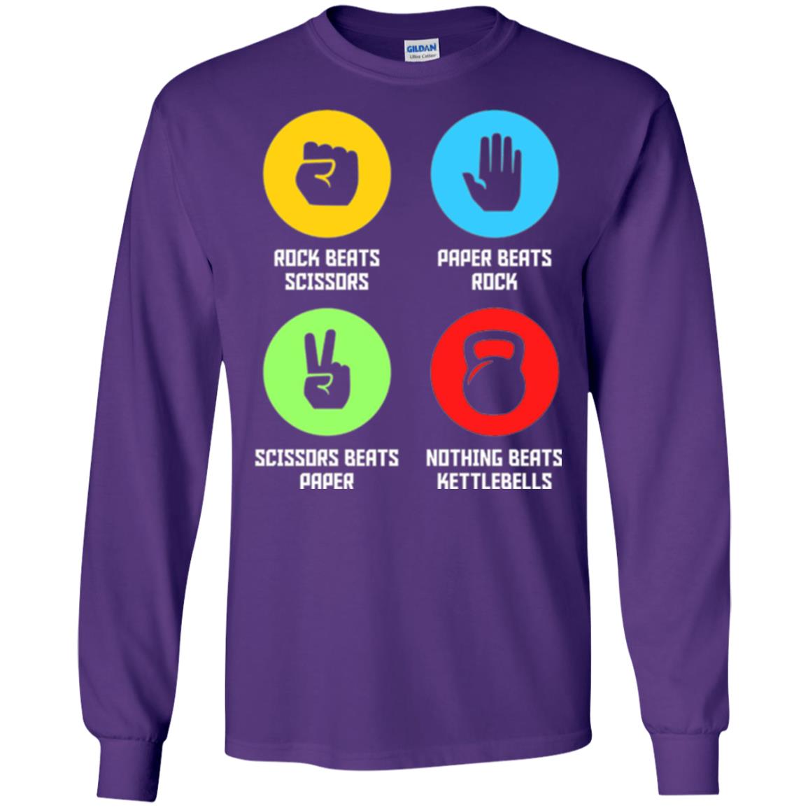 Fitness Gym Sports T-shirt Funny Nothing Beats Kettlebells Purple