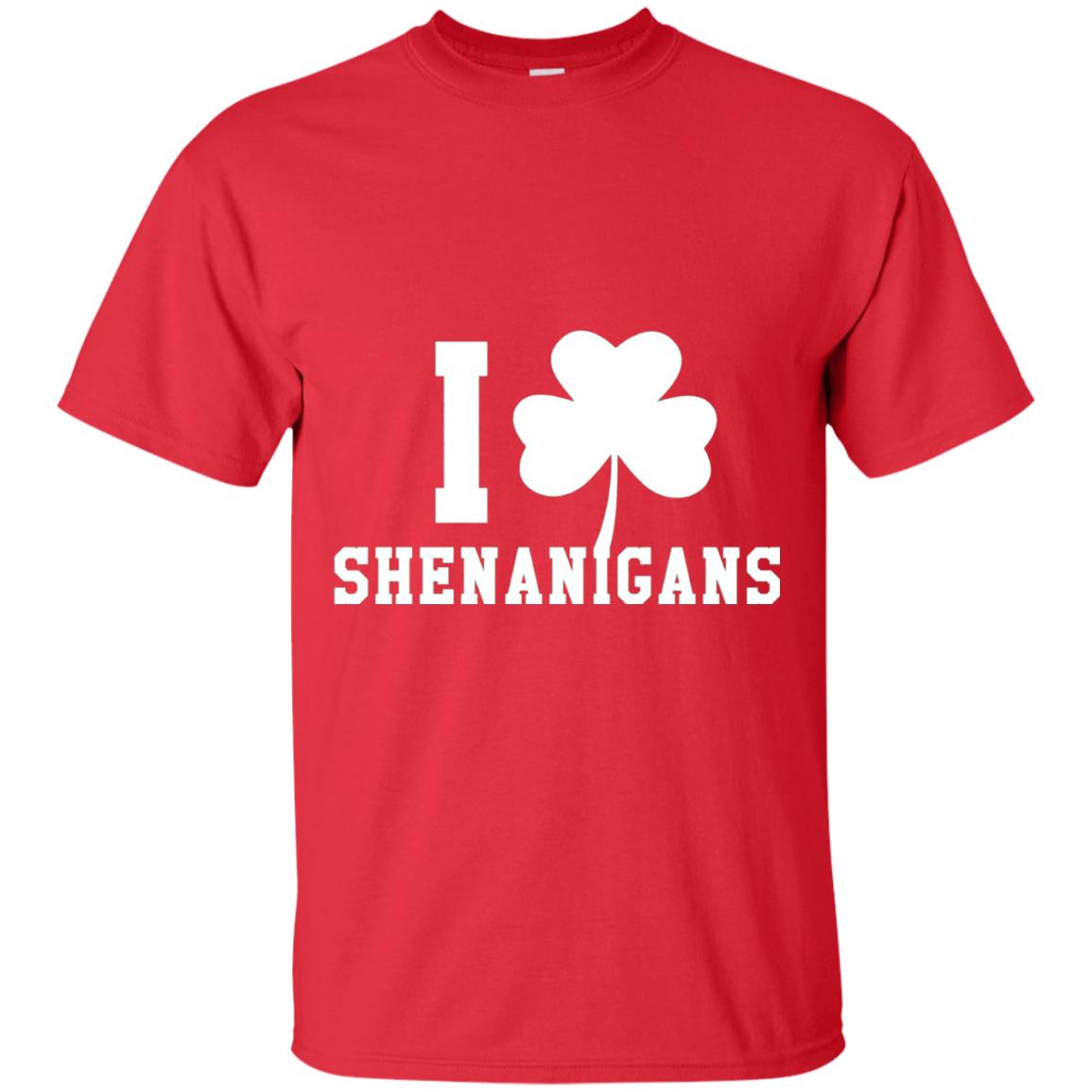 I Love Shenanigans Shamrock Saint Patrick_s Day T-shirt Red
