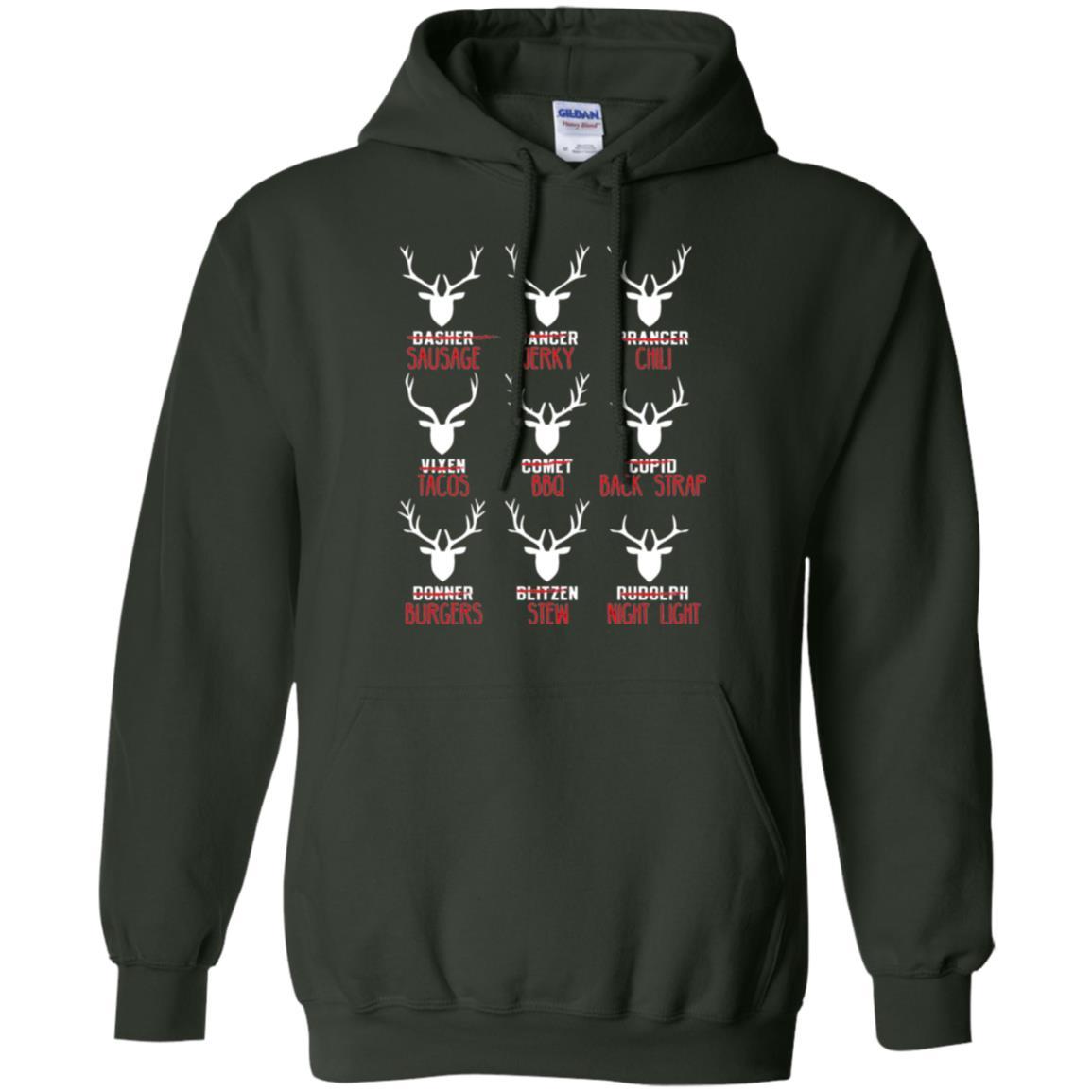 Christmas T-shirt Hunters All Of Santa's Reindeer Forest Green