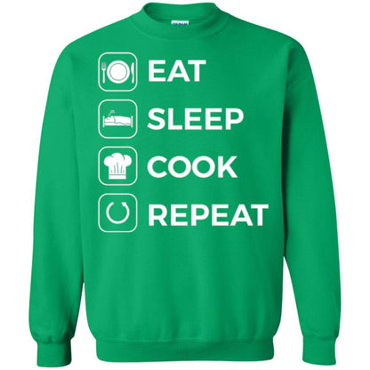 Chef T-shirt Eat Sleep Cook Repeat T-shirt Irish Green