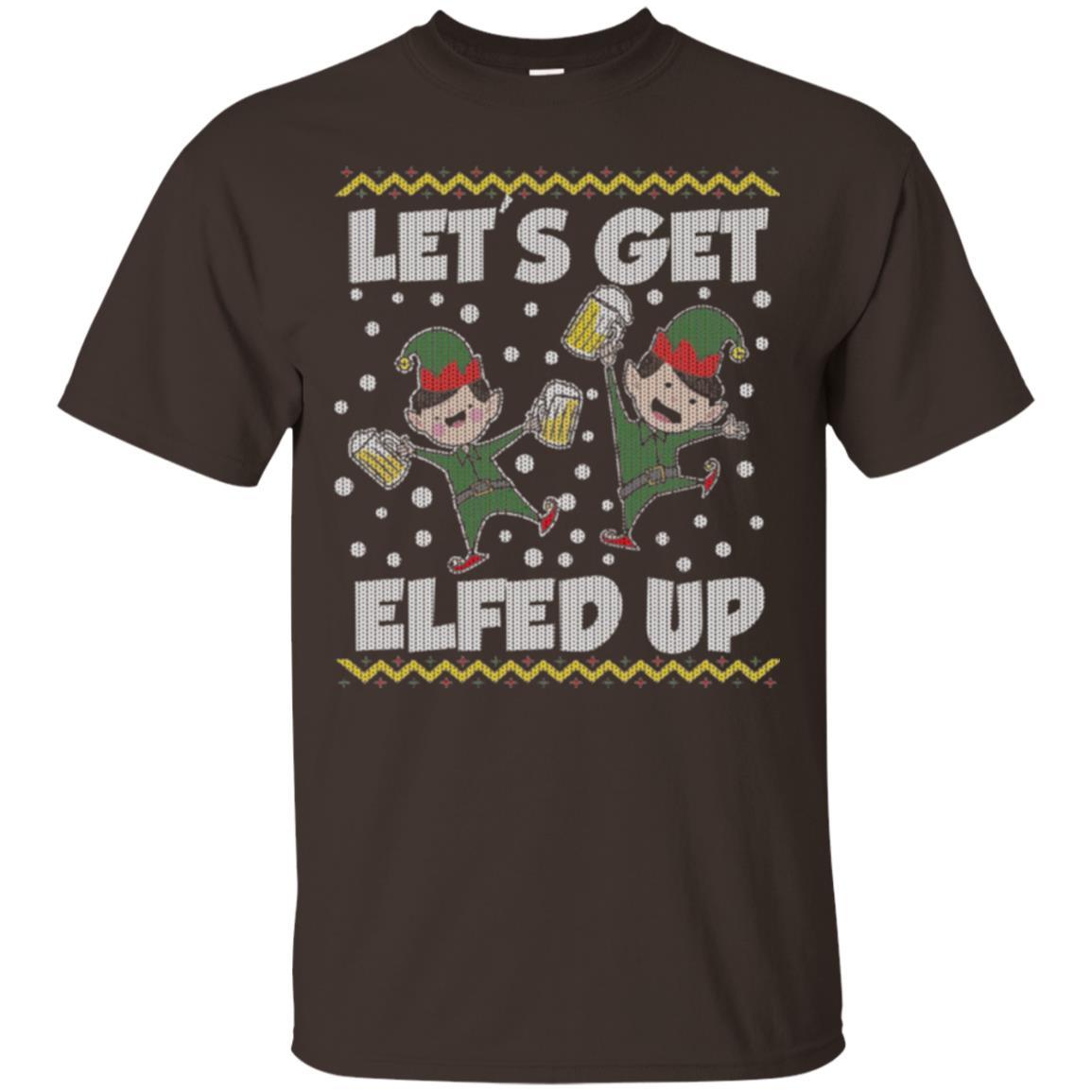Christmas T-shirt Let's Get Elfed Up Dark Chocolate