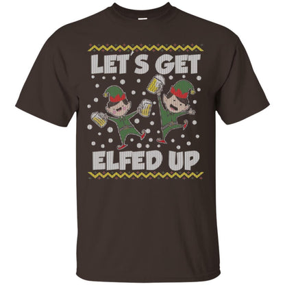 Christmas T-shirt Let's Get Elfed Up Dark Chocolate