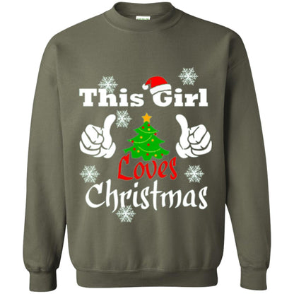 Funny Christmas This Girl Loves Christmas T-shirt Military Green