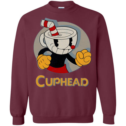 Cuphead Circle Shadow Profile Vintage Graphic T-shirt Maroon
