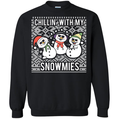 Christmas T-shirt Chillin' With My Snowmies Black