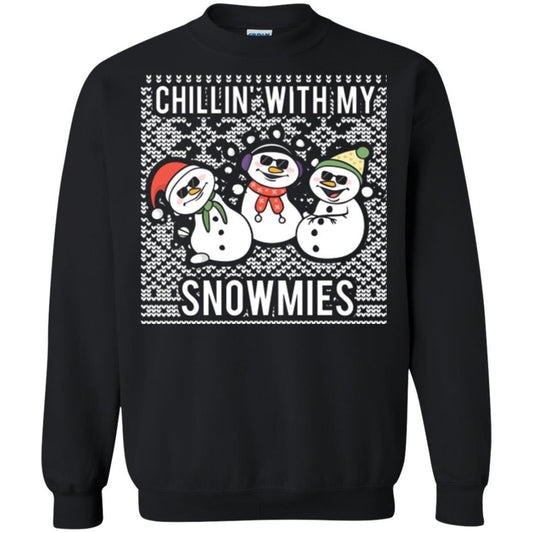Christmas T-shirt Chillin' With My Snowmies Black