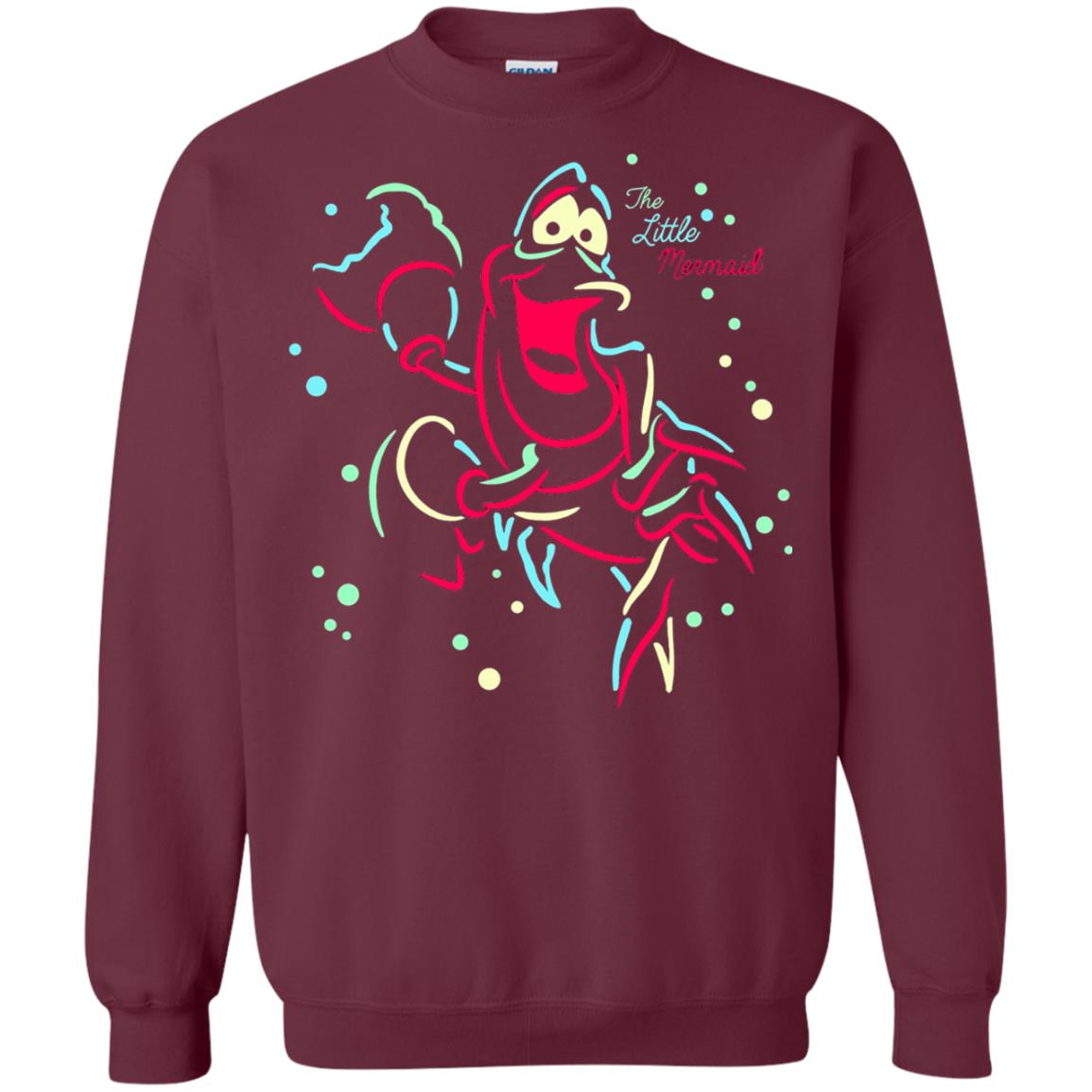 Disney Little Mermaid Neon Sebastian Graphic T-shirt Maroon