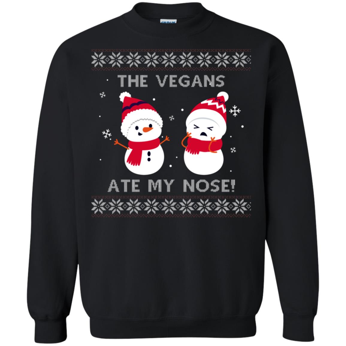 The Vegans Ate My Nose Funny Snowman Saying X-mas Gift ShirtG180 Gildan Crewneck Pullover Sweatshirt 8 oz.