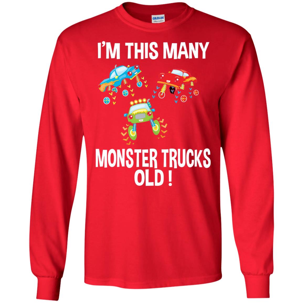 Birthday 3th Shirt Im This Many Monster Trucks Old Red