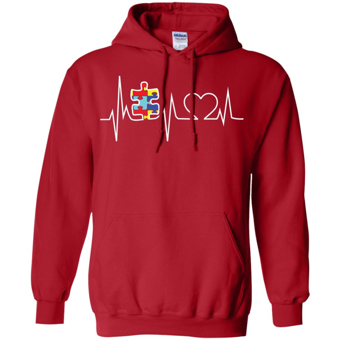 Autism Puzzle Heartbeat Autism Awareness Shirt Red