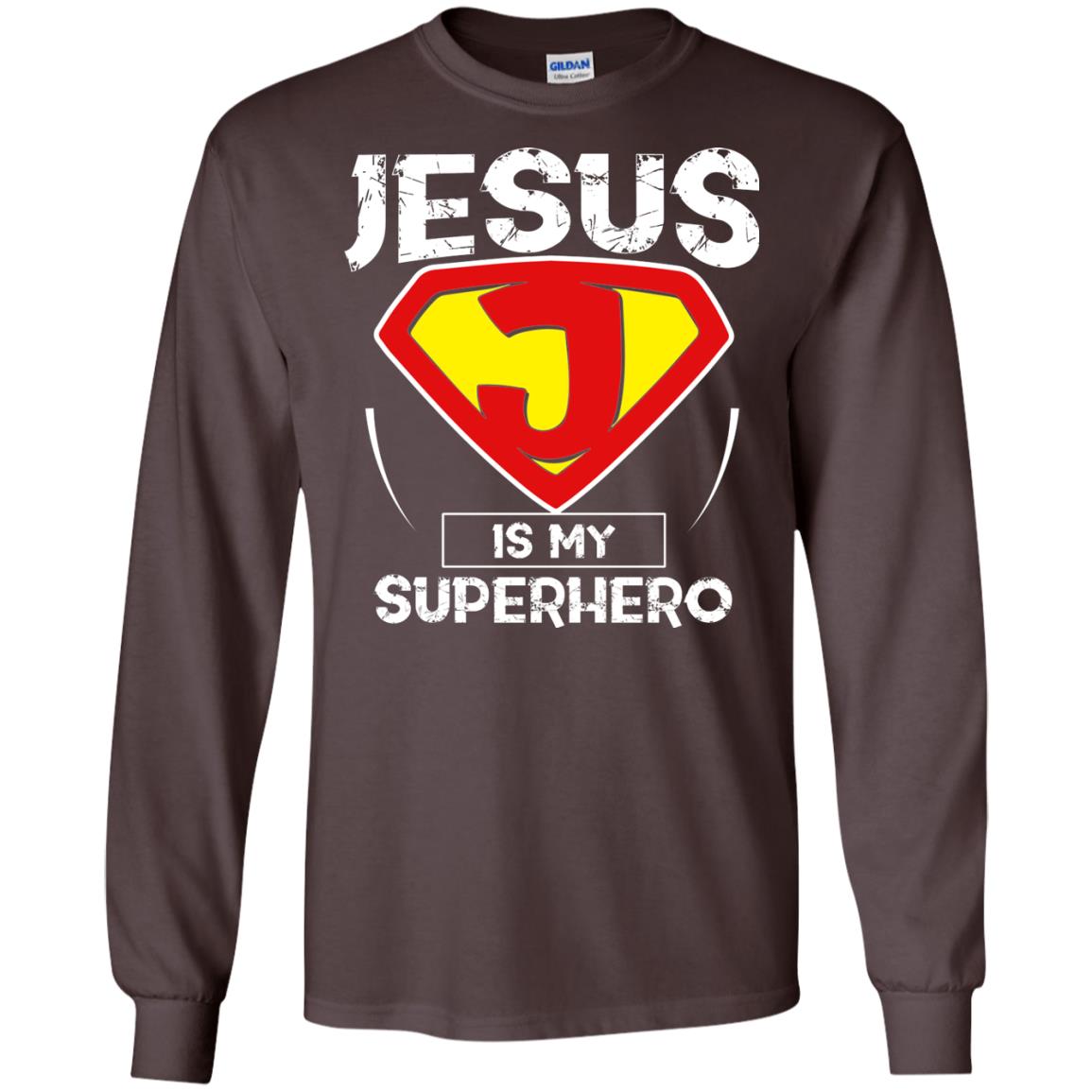Jesus Is My Superhero Christian Movie Fan T-shirt Dark Chocolate