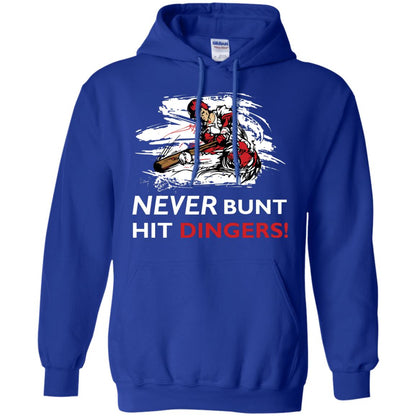 Baseball Lover T-shirt Never Bunt Hit Dingers Royal