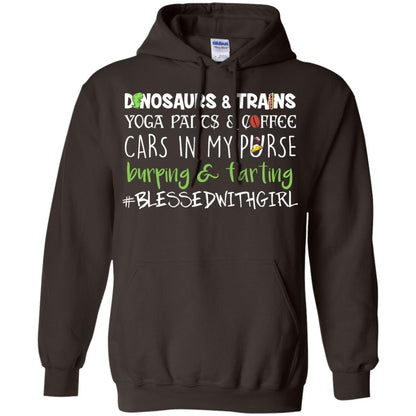 Dinosaurs And Trains Yoga Pants Coffee Cars In My Purse Buring Farting Mom Of Girls Shirt Dark Chocolate