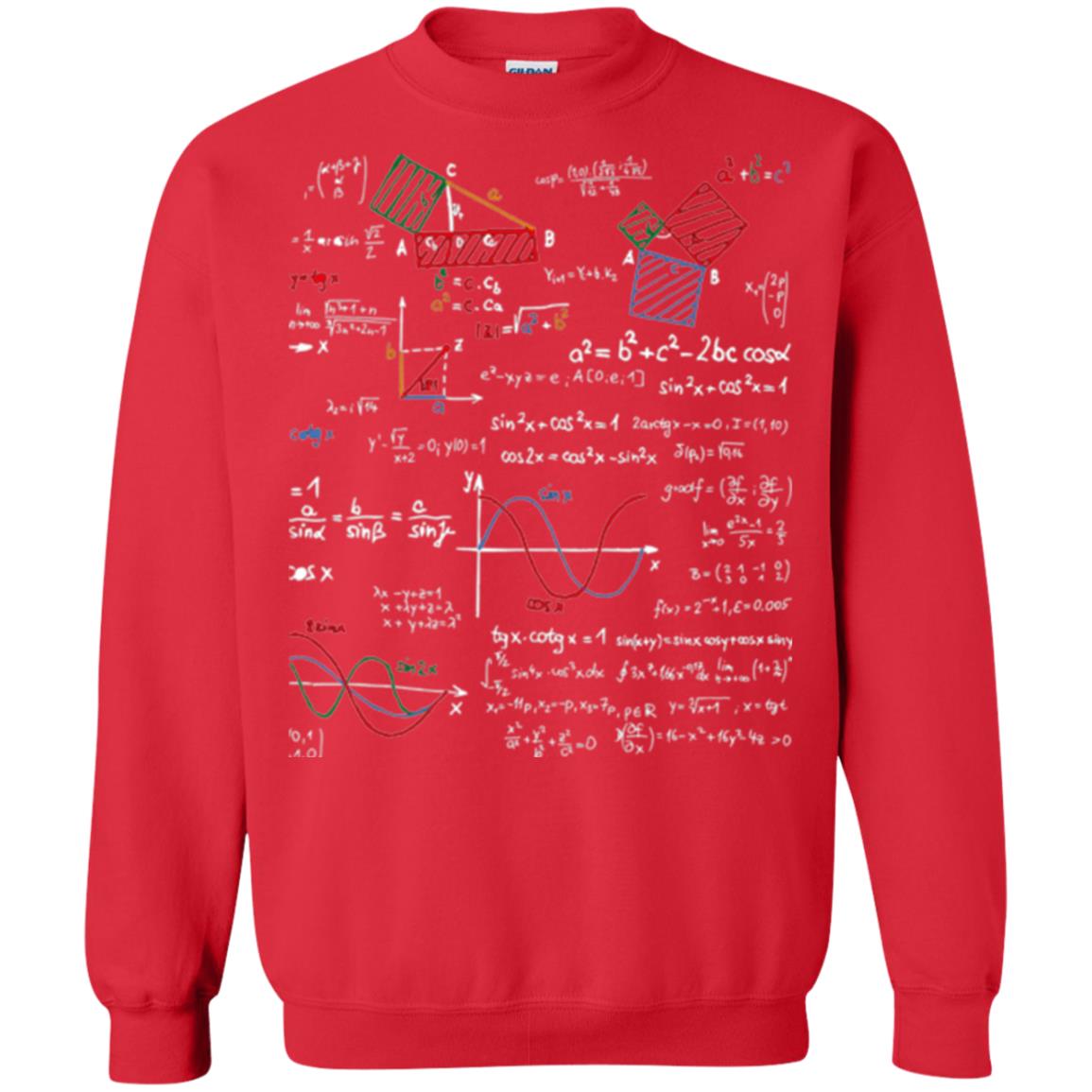 Math Lover T-shirt Formulas Cheat Sheet Red
