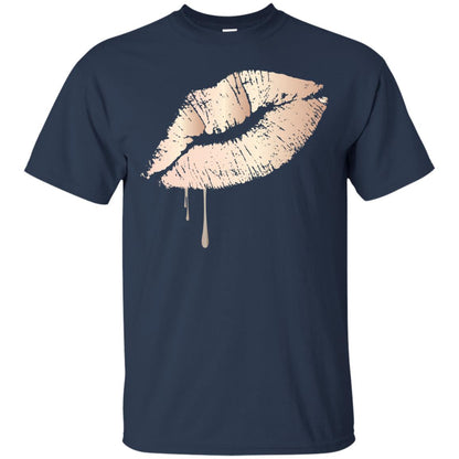 Rose Gold Dripping Lips T-shirt Navy