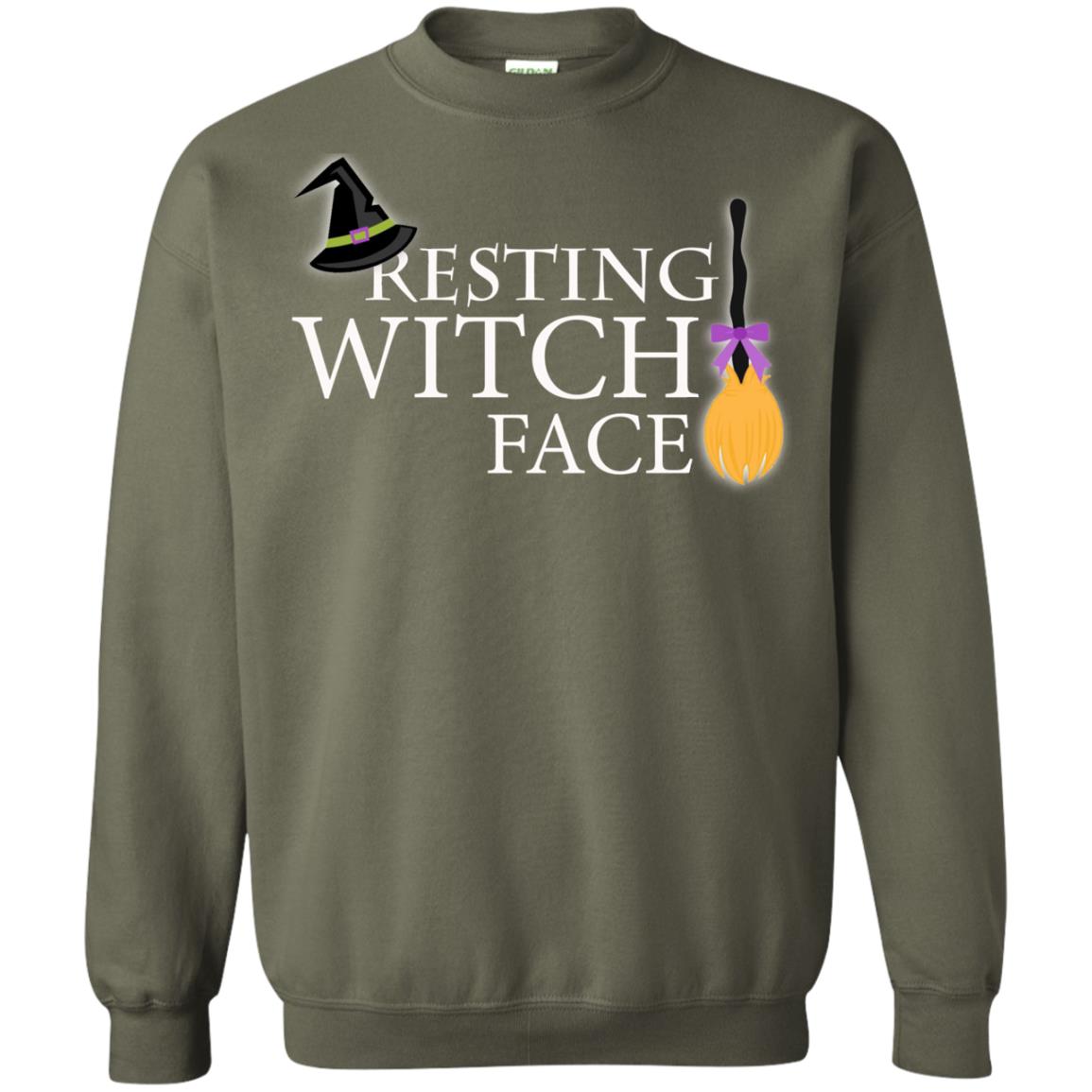 Reasting Witch Face Shirt Military Green