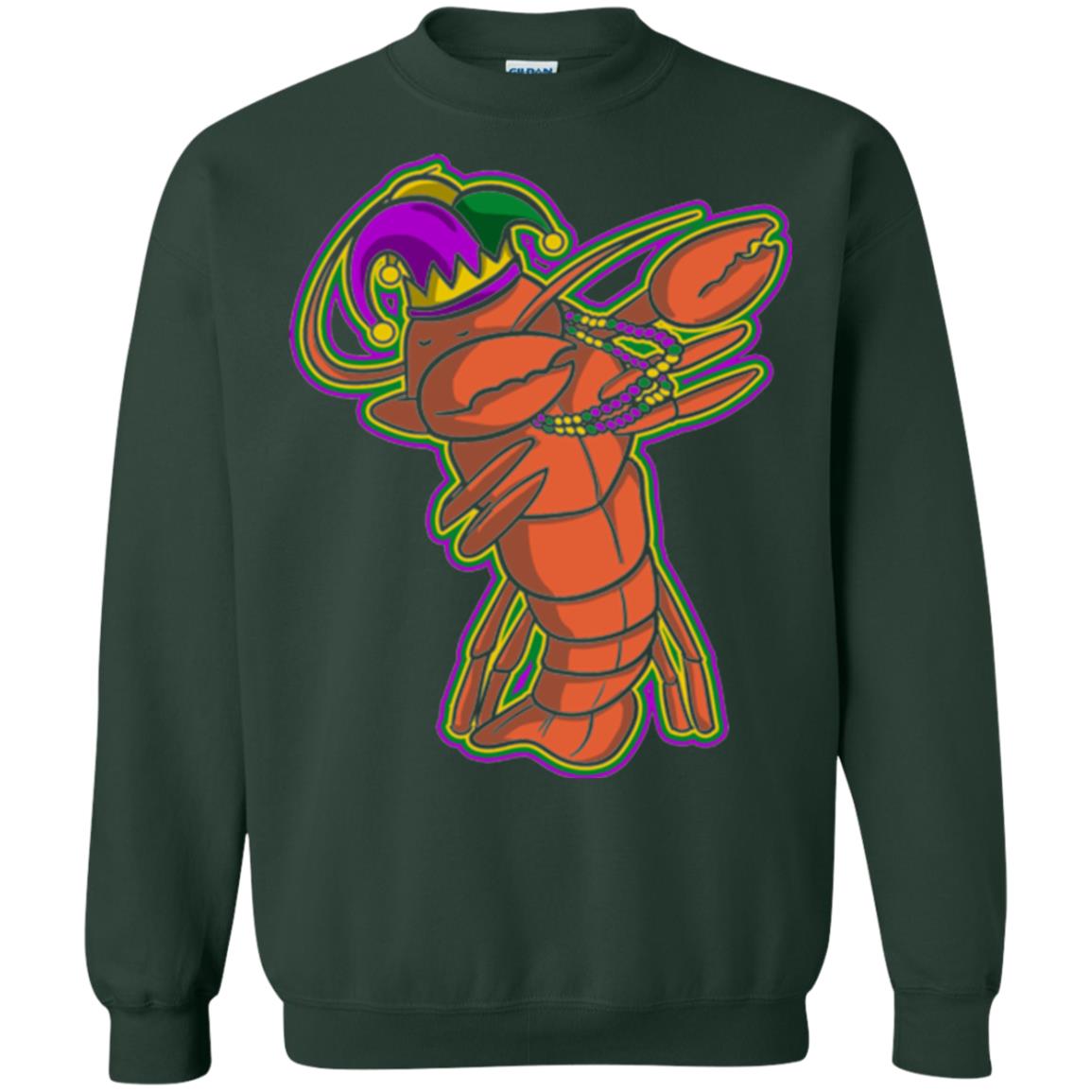 Dabbing Mardi Gras Crawfish T-shirt Mardi Gras Gift Shirt Forest Green