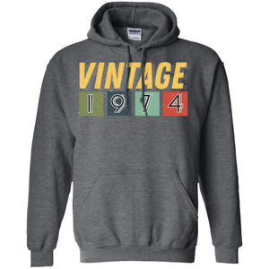 Vintage 1974 44th Birthday Gift Shirt For Mens Or WomensG185 Gildan Pullover Hoodie 8 oz.