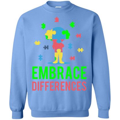 Autism Awareness T-shirt Embrace Differences Carolina Blue