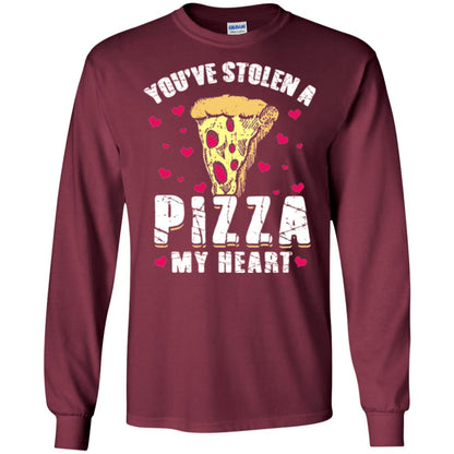 Funny Valentines Day Shirt Food Gift You_ve Stolen Pizza My Heart Maroon