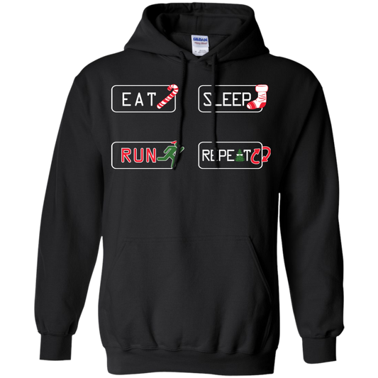 Christmas T-Shirt Eat Sleep Run Repeat Black