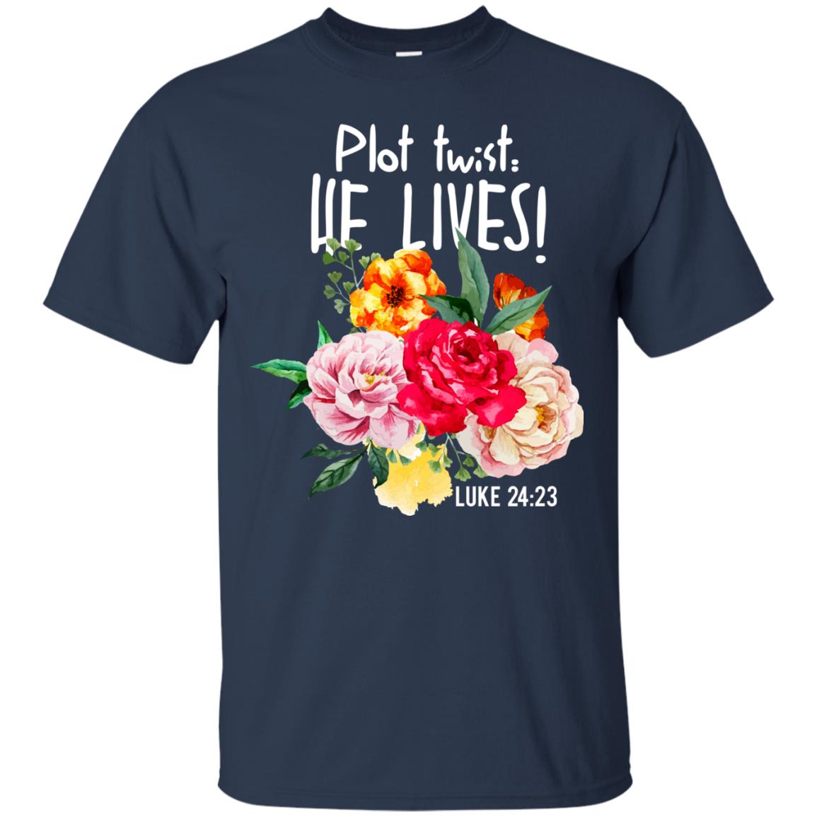 Plot Twist He Live Christian T-shirt Navy