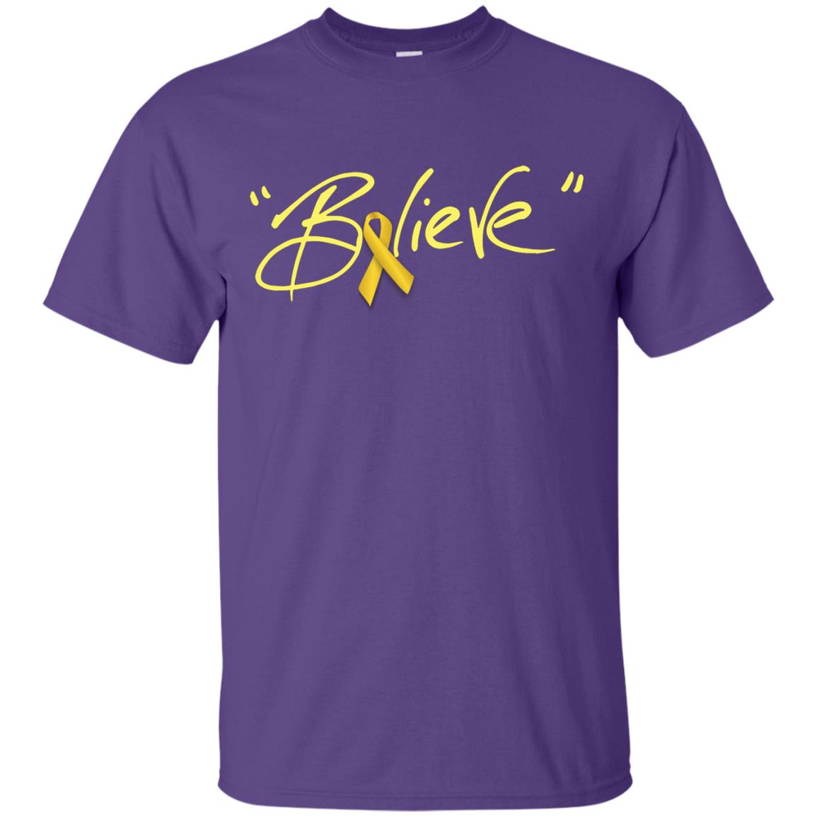 Childhood Cancer Awareness Shirt Gold Ribbon Believe Purple