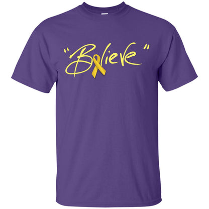 Childhood Cancer Awareness Shirt Gold Ribbon Believe Purple