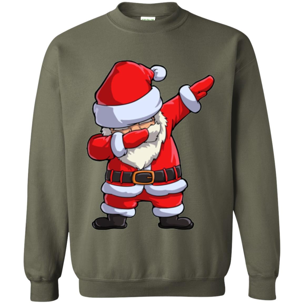 Christmas T-shirt Dabbing Santa Claus Military Green