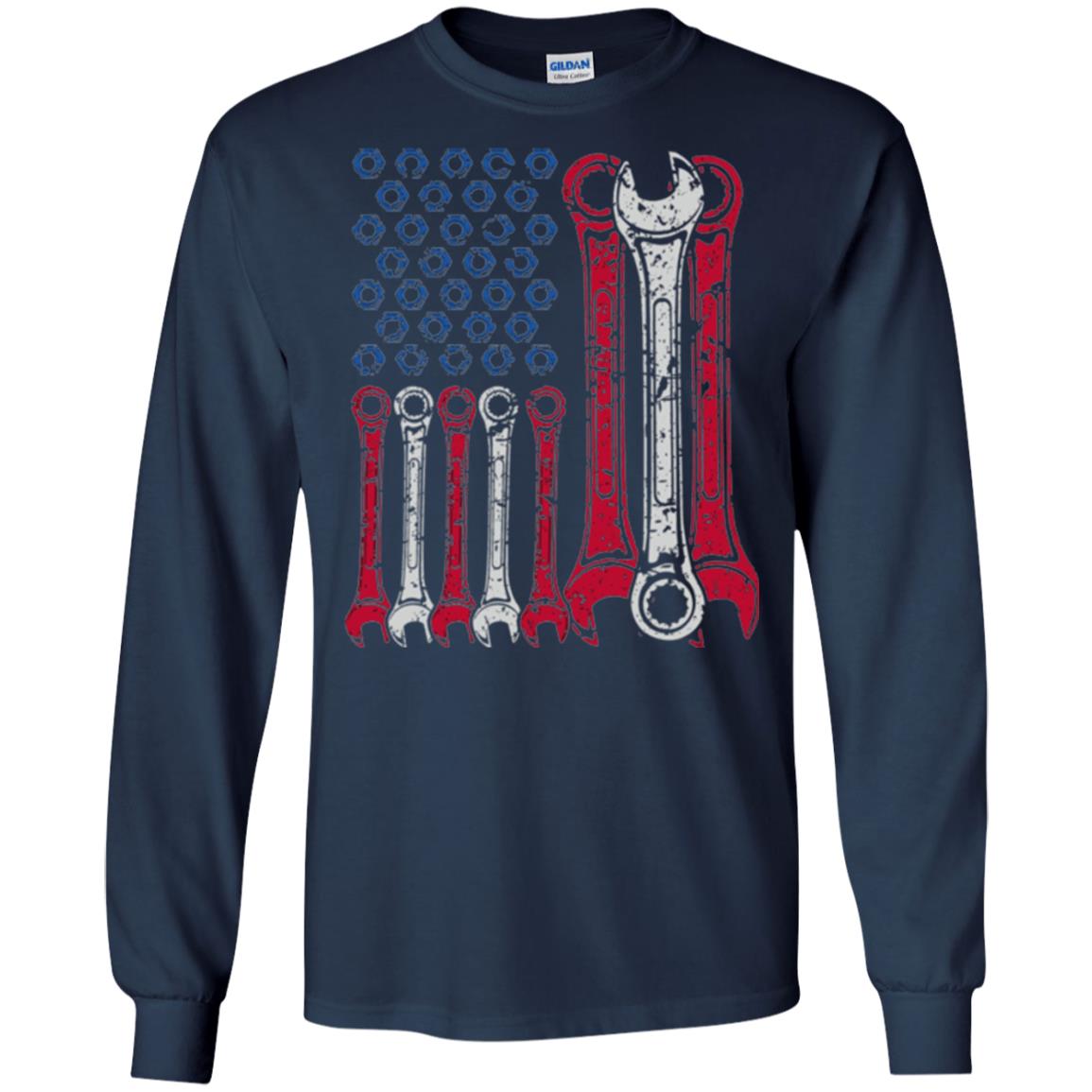 Mechanic T-shirt Usa Red White Blue American Flag Navy