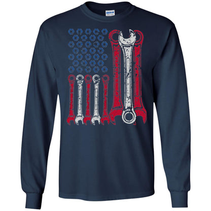 Mechanic T-shirt Usa Red White Blue American Flag Navy