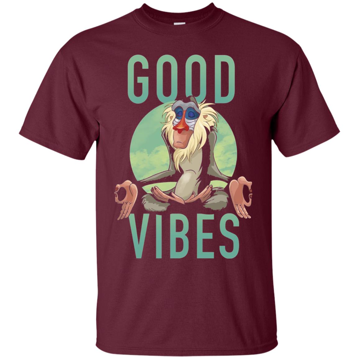 Disney Lion King Rafiki Meditate Good Vibes Graphic T-shirt Maroon