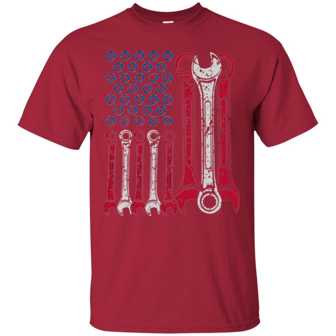 Mechanic T-shirt Usa Red White Blue American Flag Cardinal