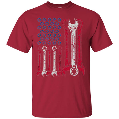 Mechanic T-shirt Usa Red White Blue American Flag Cardinal
