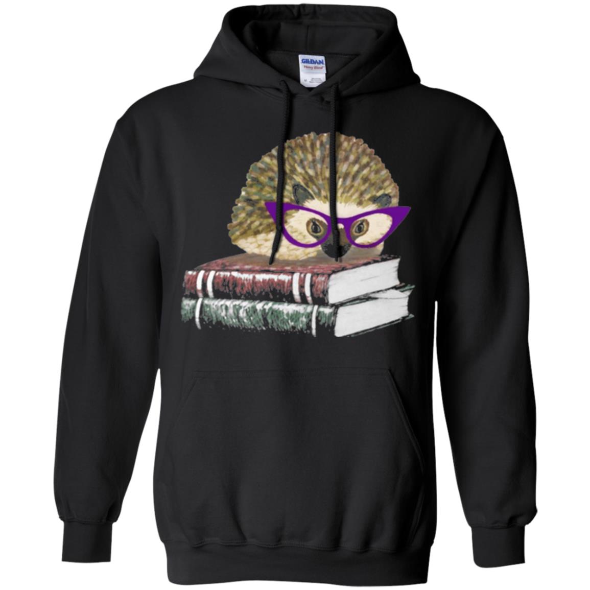 Adorable Hedgehog Book Nerd Gift Shirt Black