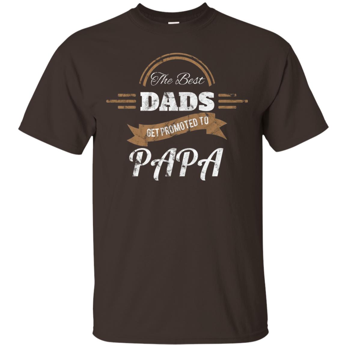 Promoted To Papa Shirt Grandpa Announcement T-shirt Dark Chocolate