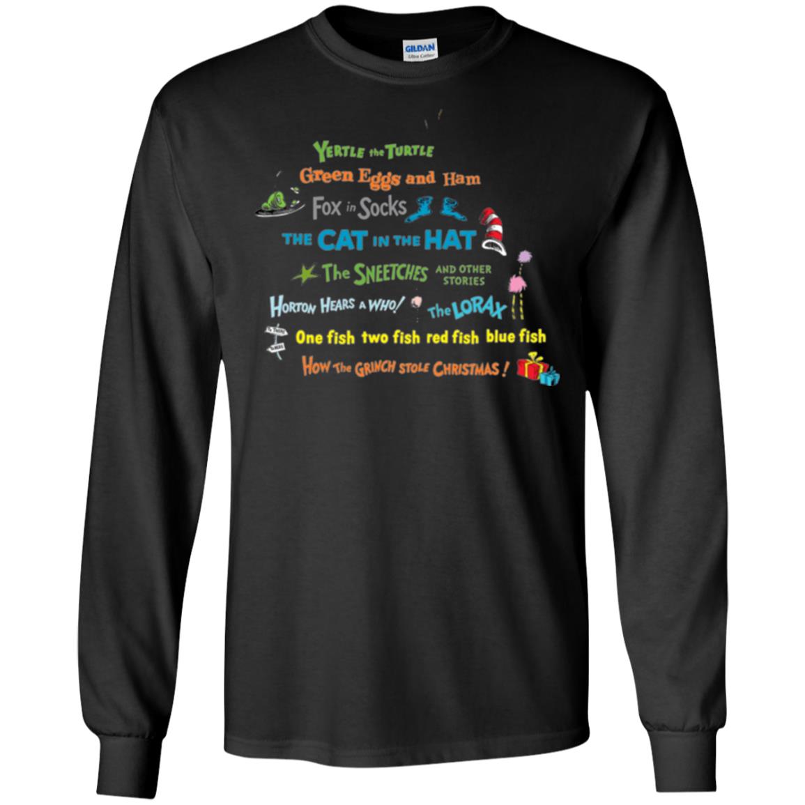 Dr. Seuss Book Title National Wear Red Day T-shirt Black