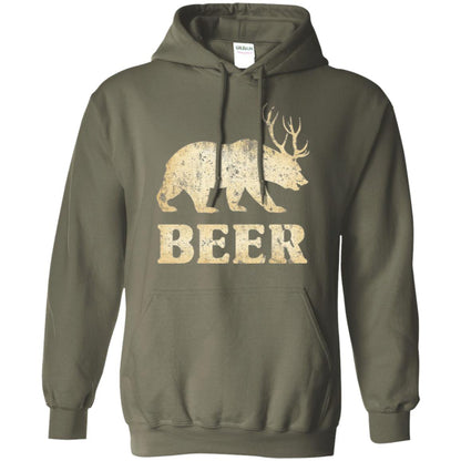Beer T-shirt Vintage Bear Deer Military Green