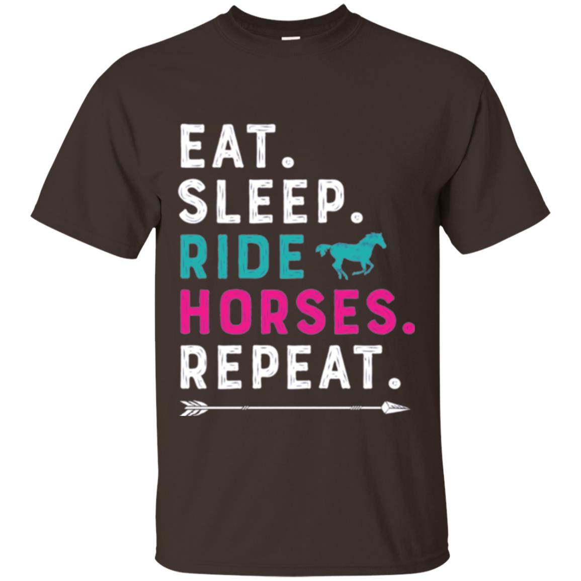 Horseback Lovers T-shirt Eat Sleep Ride Horses Repeat Dark Chocolate