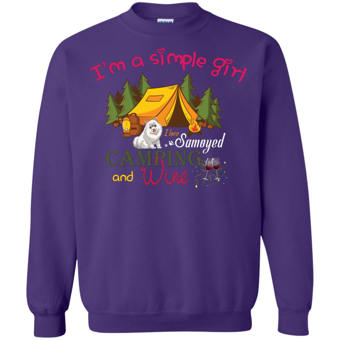 I’m A Simple Girl I Love Samoyed Camping And Wine Shirt Purple