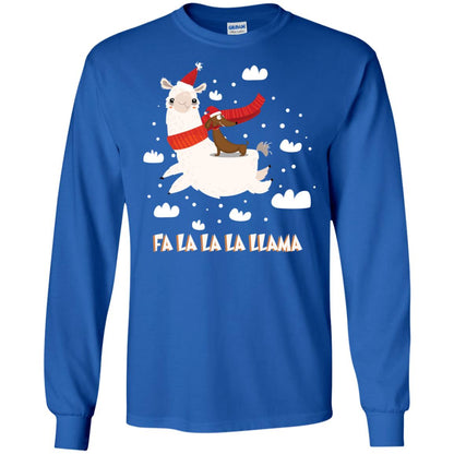 Fa La La La Llama With Dachshund X-mas Gift Shirt Royal