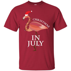 Flamingo With Santa_s Hat Christmas In July Xmas In Summer ShirtG200 Gildan Ultra Cotton T-Shirt