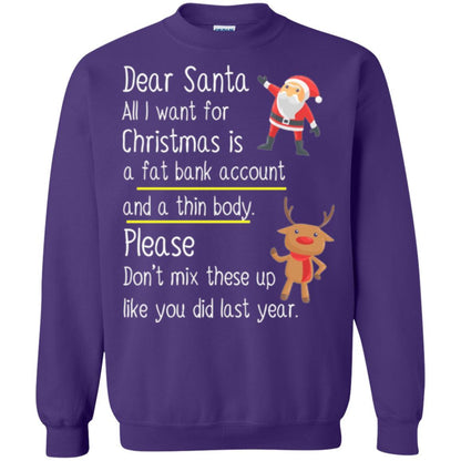 Christmas T-shirt Dear Santa All I Want For Christmas Purple